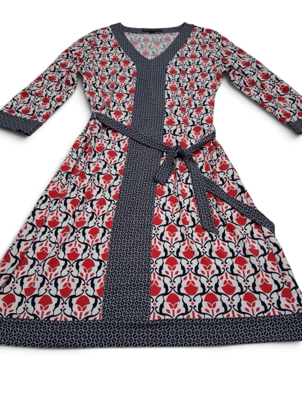 Brooks Brothers Dress Size M Red Black White Floral Belted office Career